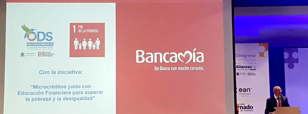 Bancamía entidad del grupo Fundación Microfinanzas BBVA recibe premio por contribuir al ODS 1 Fin de la pobreza